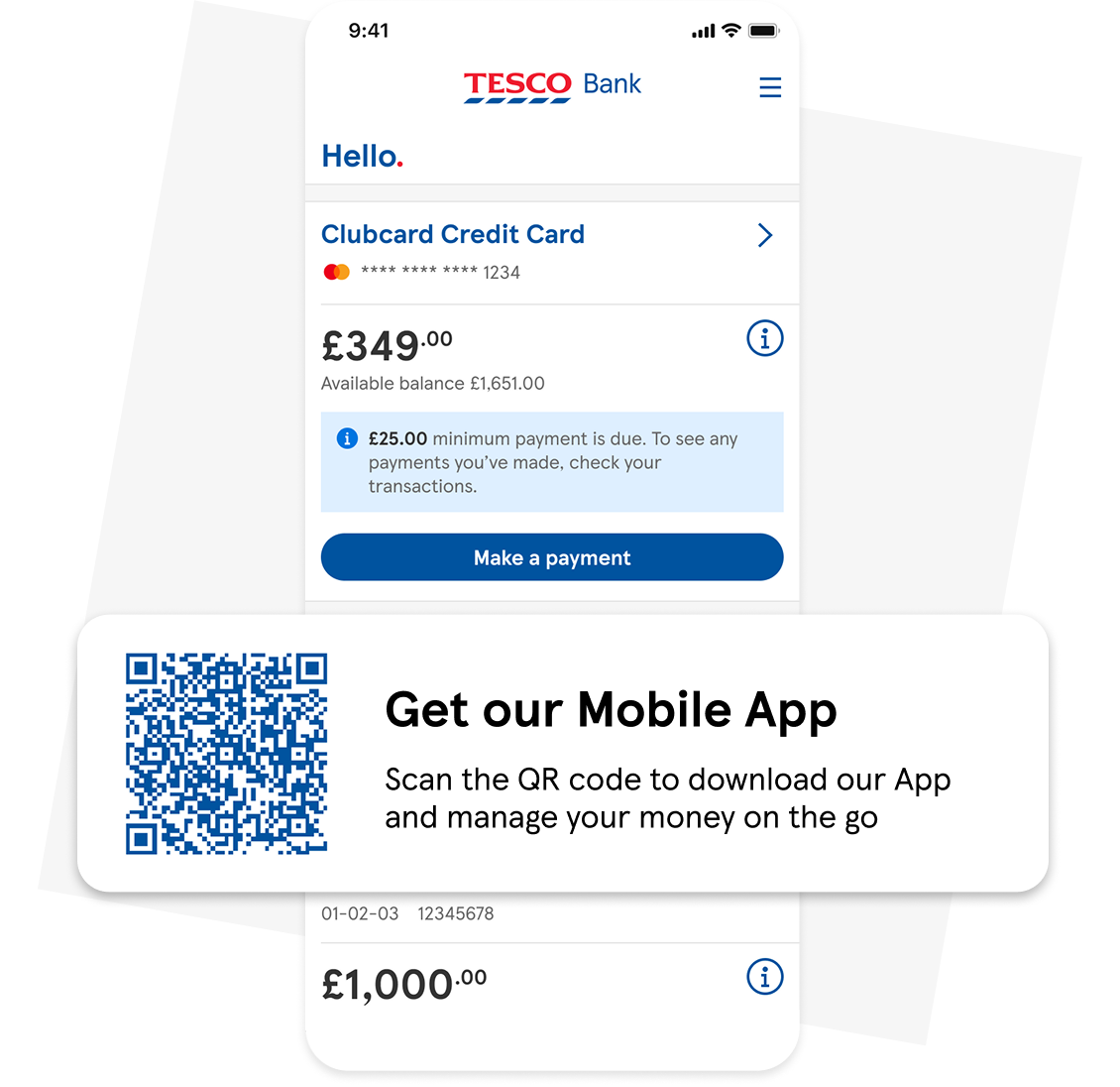 Get our Mobile App - Scan the QR code to download our App and manage your money on the go